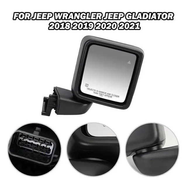 Alt view image 4 of 7 - Passenger Side Mirror Compatible with Jeep Wrangler JL 2018-2025 Gladiator JT 2020-2025 Mirrors with Heated Blind Spot Power Adjustable Replace 68281892AE (7pins)