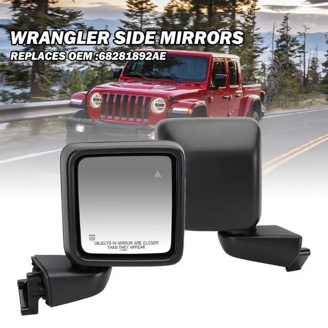 Alt view image 6 of 7 - Passenger Side Mirror Compatible with Jeep Wrangler JL 2018-2025 Gladiator JT 2020-2025 Mirrors with Heated Blind Spot Power Adjustable Replace 68281892AE (7pins)