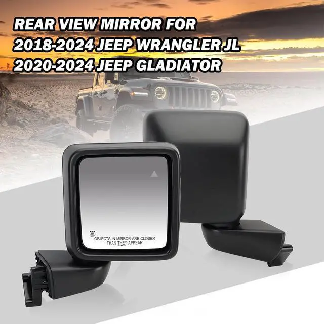 Alt view image 5 of 7 - Passenger Side Mirror Compatible with Jeep Wrangler JL 2018-2025 Gladiator JT 2020-2025 Mirrors with Heated Blind Spot Power Adjustable Replace 68281892AE (7pins)