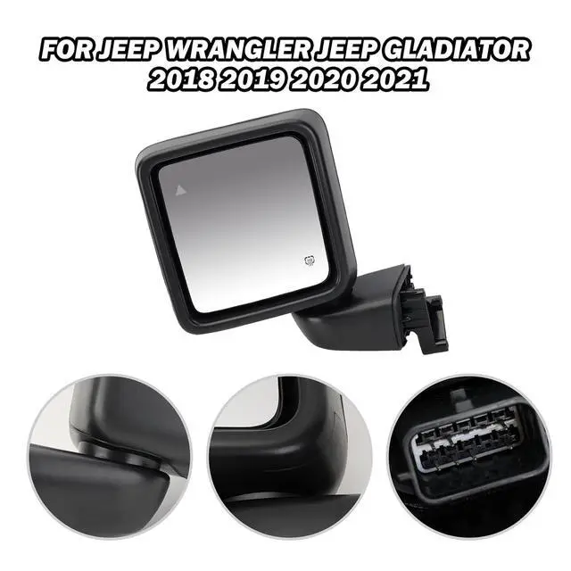 Alt view image 4 of 7 - Driver Side Mirror Compatible with Jeep Wrangler JL 2018-2025 Gladiator JT 2020-2025 Mirrors with Heated Blind Spot Power Adjustable Replace 68281893AE(7pins)