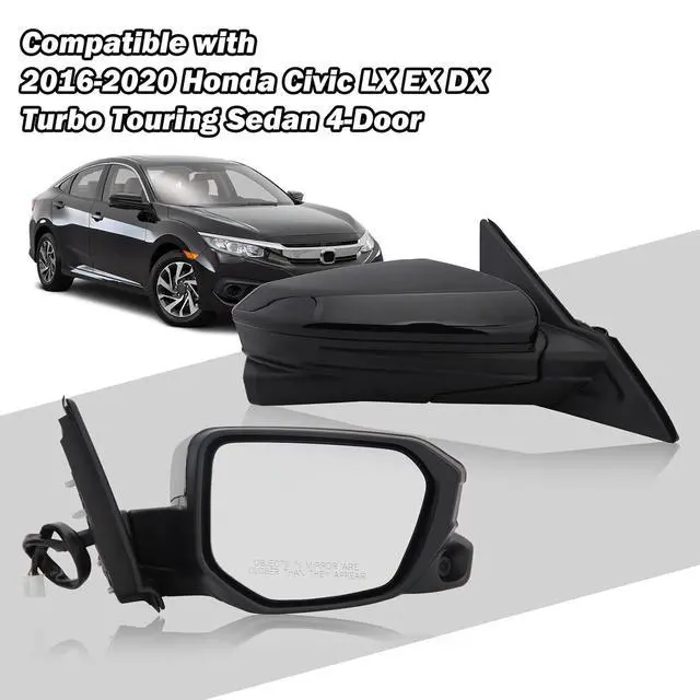 Alt view image 6 of 7 - Passenger Side View Mirror Compatible with 2016-2021 Honda Civic Power Heated With Camera