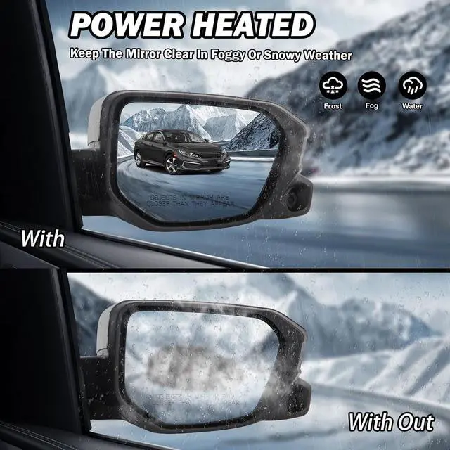 Alt view image 5 of 7 - Passenger Side View Mirror Compatible with 2016-2021 Honda Civic Power Heated With Camera