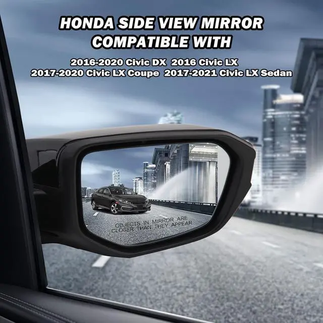 Alt view image 5 of 7 - Passenger Side Mirror Compatible With 2016-2021 Honda Civic Mirrors with Non-Heated Power Glass Manual Folding Replaces 6208TBAC03ZA,HO1321283 Black(3 Pins)