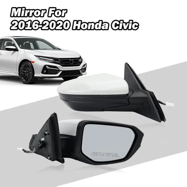 Alt view image 7 of 7 - Passenger Side Mirror Compatible With 2016 2017 2018 2019 2020 2021 Honda Civic Coupe Sedan Hatchback,Mirror with Power Glass,Non-Heated,Manual Folding