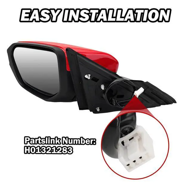 Alt view image 3 of 7 - Driver Side View Mirror Compatible With 2016 2017 2018 2019 2020 2021 Honda Civic Coupe Sedan Hatchback,Mirror with Power Glass,Non-Heated,Manual Folding(Red)