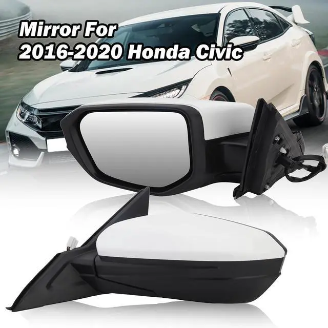 Alt view image 7 of 7 - Driver Side View Mirror Compatible with 2016-2021 Honda Civic Power Heated,Civic Side Mirror Left Replace# 76258TBAC02ZA, 5Pins-HeatedPaintable White