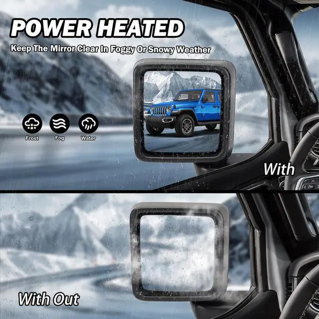 Alt view image 3 of 7 - Driver Side Mirror Compatible with Jeep Wrangler JL 2018-2025 Gladiator JT 2020-2025 Mirrors with Heated Blind Spot Power Adjustable Replace 68281893AE(7pins)
