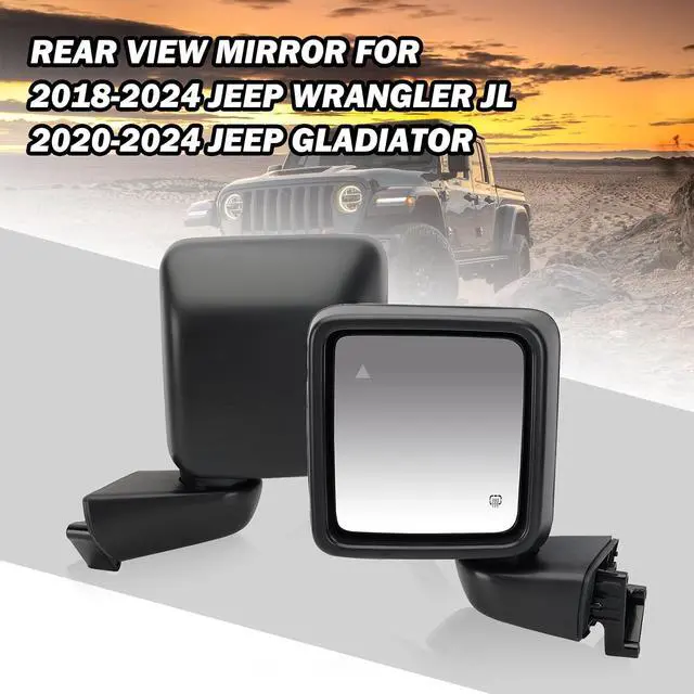 Alt view image 5 of 7 - Driver Side Mirror Compatible with Jeep Wrangler JL 2018-2025 Gladiator JT 2020-2025 Mirrors with Heated Blind Spot Power Adjustable Replace 68281893AE(7pins)