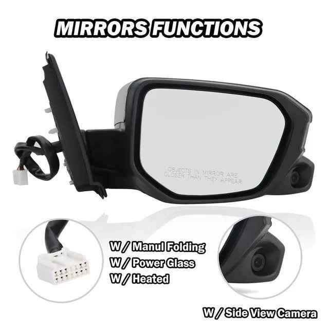 Alt view image 3 of 7 - Passenger Side View Mirror Compatible with 2016-2021 Honda Civic Power Heated With Camera