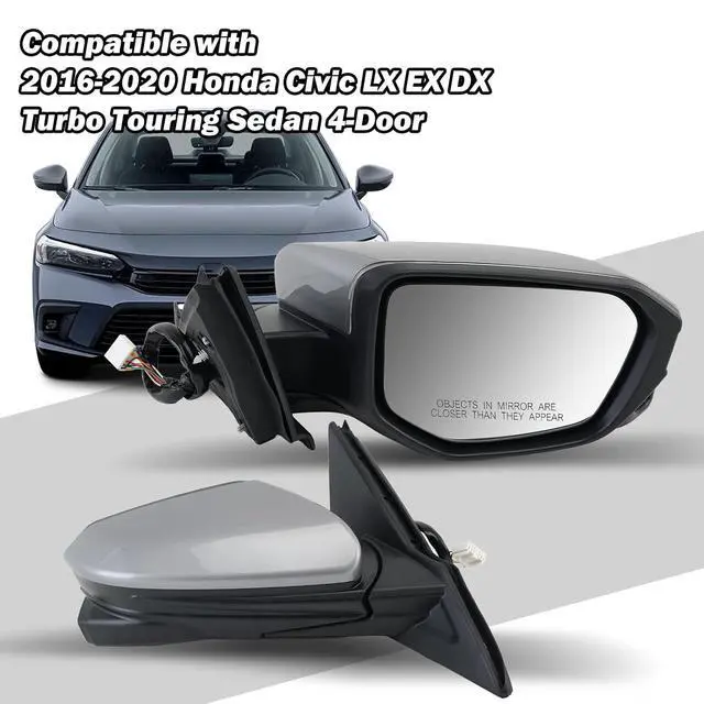 Alt view image 6 of 7 - Passenger Side Mirror Compatible with 2016 2017 2018 2019 2020 2021 Civic Mirror with View Camera Power Heated (Silvery), Right-11pins