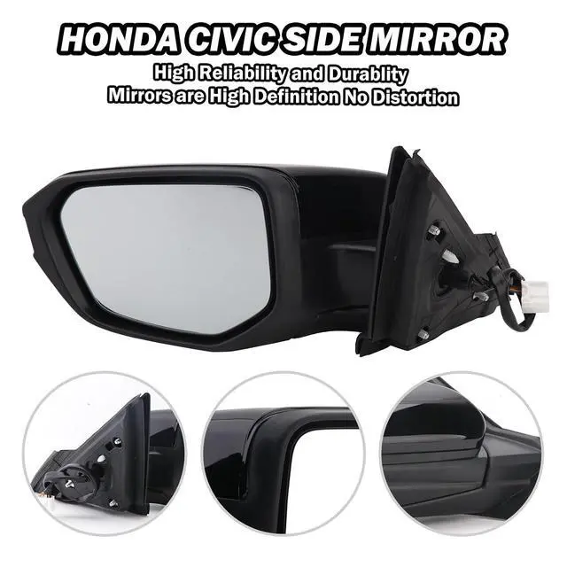 Alt view image 2 of 7 - Driver Side View Mirror Compatible with 2016-2021 Honda Civic Power Heated,Civic Side Mirror Left Replace# 76258TBAC02ZA, 5Pins-Heated