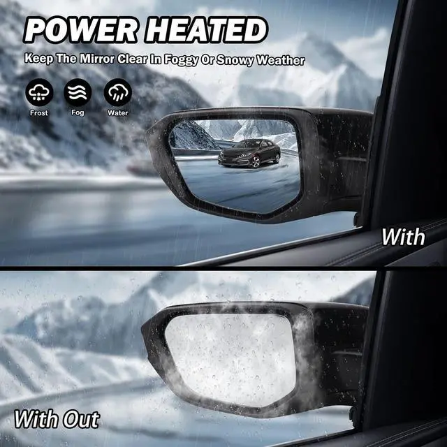 Alt view image 4 of 7 - Driver Side View Mirror Compatible with 2016-2021 Honda Civic Power Heated,Civic Side Mirror Left Replace# 76258TBAC02ZA, 5Pins-Heated