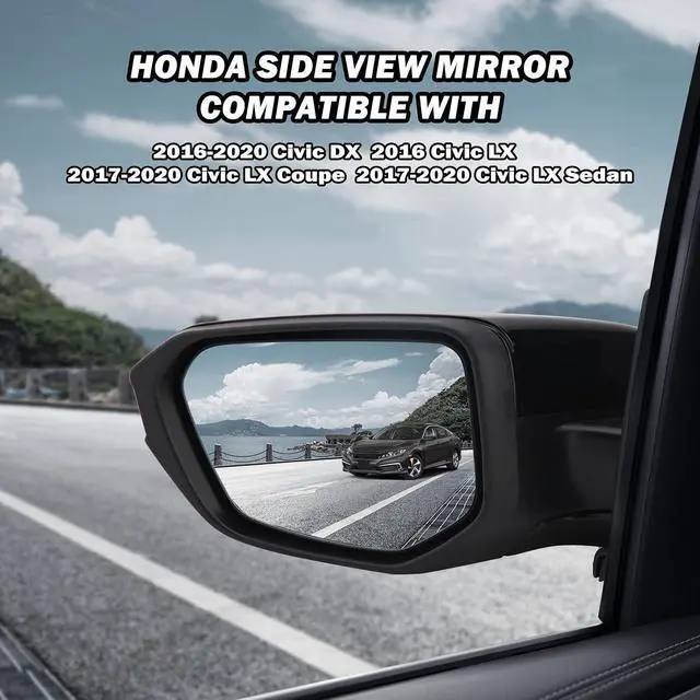 Alt view image 7 of 7 - Driver Side View Mirror Compatible with 2016-2021 Honda Civic Power Heated,Civic Side Mirror Left Replace# 76258TBAC02ZA, 5Pins-Heated