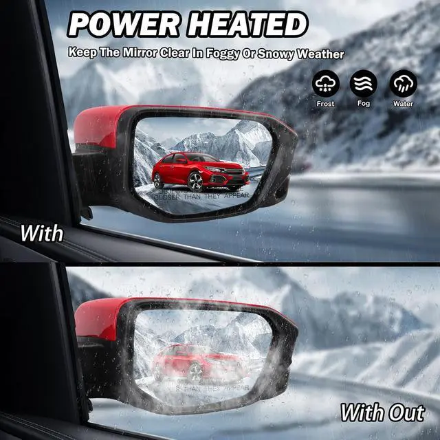 Alt view image 5 of 7 - Passenger Side Door Mirror Compatible with 2016 2017 2018 2019 2020 2021 Honda Civic Sedan/Coupe/Hatchback Lx/Ex/Sport with Power Heated and Camera (Red)