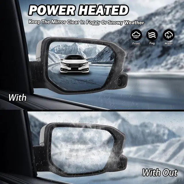 Alt view image 5 of 7 - Passenger Side Mirror Compatible with 2016 2017 2018 2019 2020 2021 Honda Civic Sedan/Coupe/Hatchback Lx/Ex/Sport Mirror with View Camera Power Heated (Paintable White)