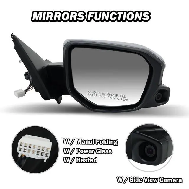 Alt view image 3 of 7 - Passenger Side Mirror Compatible with 2016 2017 2018 2019 2020 2021 Civic Mirror with View Camera Power Heated (Paintable)