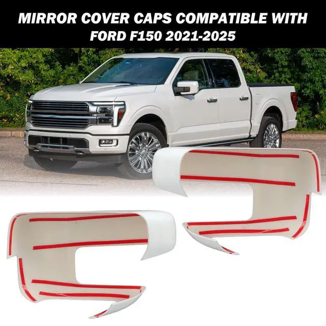 Alt view image 3 of 7 - Replacement Side Mirror Cover Caps Compatible with 2021-2024 2025 Ford F150 F-150 Pickup Mirror Cap With Signal Light (White) Left and Right