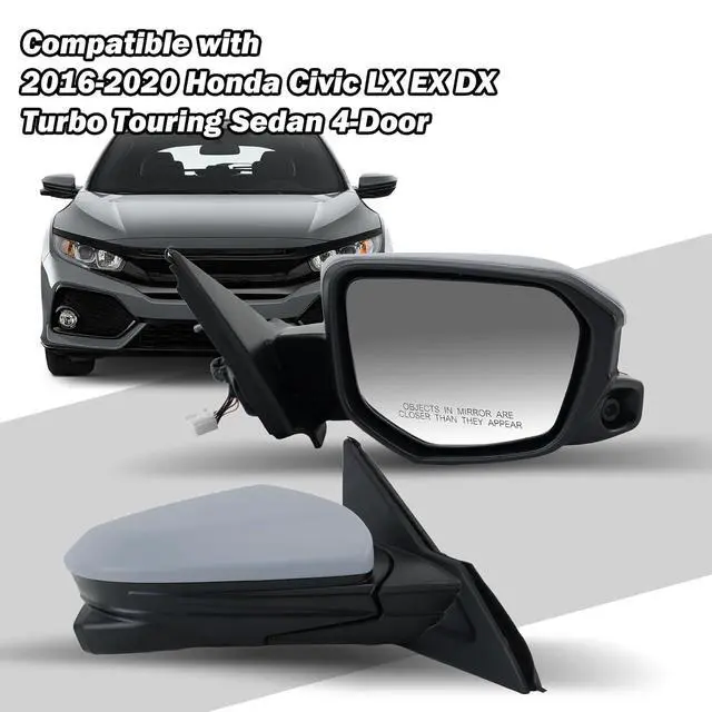 Alt view image 6 of 7 - Passenger Side Mirror Compatible with 2016 2017 2018 2019 2020 2021 Civic Mirror with View Camera Power Heated (Paintable)