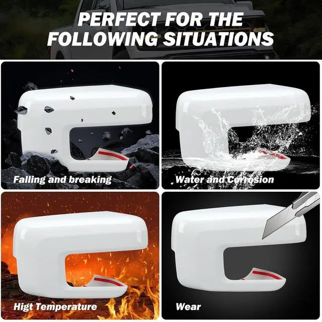 Alt view image 4 of 7 - Replacement Side Mirror Cover Caps Compatible with 2021-2024 2025 Ford F150 F-150 Pickup Mirror Cap With Signal Light (White) Left and Right