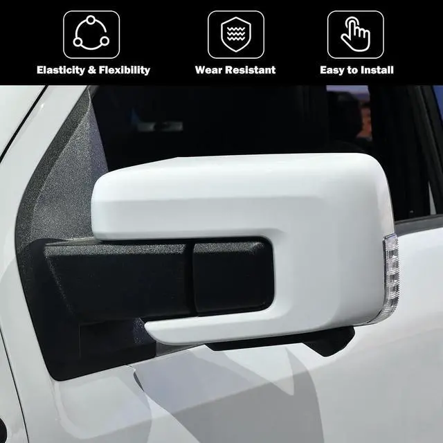 Alt view image 5 of 7 - Replacement Side Mirror Cover Caps Compatible with 2021-2024 2025 Ford F150 F-150 Pickup Mirror Cap With Signal Light (White) Left and Right