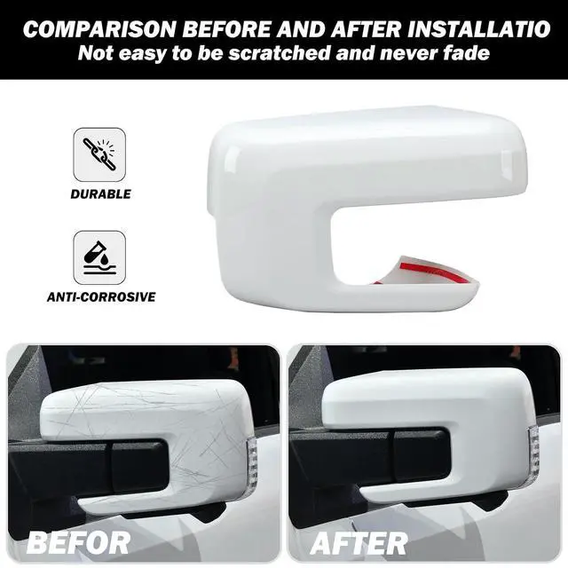 Alt view image 6 of 7 - Replacement Side Mirror Cover Caps Compatible with 2021-2024 2025 Ford F150 F-150 Pickup Mirror Cap With Signal Light (White) Left and Right