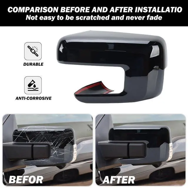Alt view image 6 of 7 - Replacement Side Mirror Cover Caps Compatible with 2021-2024 2025 Ford F150 F-150 Pickup Mirror Cap With Turn Signal Light (Black) Left and Right