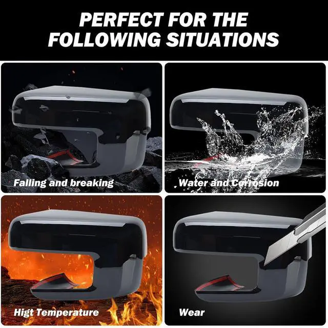 Alt view image 4 of 7 - Replacement Side Mirror Cover Caps Compatible with 2021-2024 2025 Ford F150 F-150 Pickup Mirror Cap With Turn Signal Light (Black) Left and Right