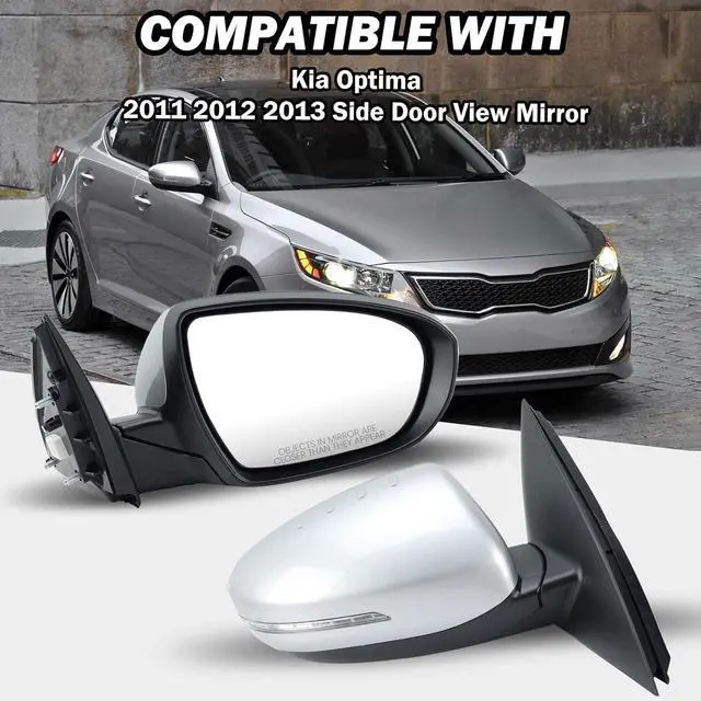 Alt view image 5 of 7 - Passenger Side Mirror Compatible with 2011 2012 2013 Kia Optima Mirrors with Turn Signal Light,Power Glass,Manual Folding,Silvery (5 Pins)