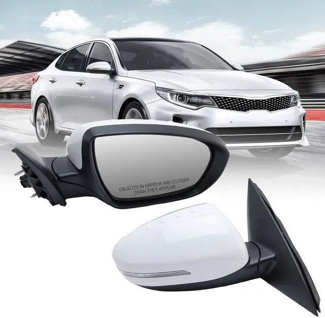 Main image of Passenger Side Mirror Compatible with 2014 2015 Kia Optima Mirrors with Heated,Turn Signal Light,Power Glass,Manual Folding White (6 Pins)