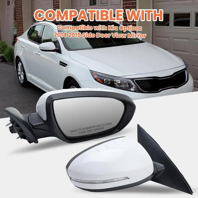 Alt view image 7 of 7 - Passenger Side Mirror Compatible with 2014 2015 Kia Optima Mirrors with Heated,Turn Signal Light,Power Glass,Manual Folding White (6 Pins)