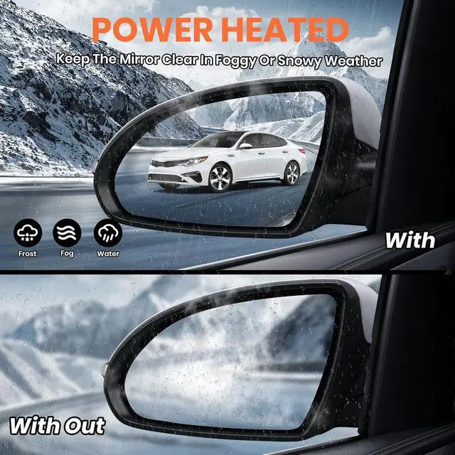 Alt view image 5 of 7 - Left Driver Side Mirror Compatible with 2016 2017 2018 Kia Optima Mirrors with Signal Light Power Glass Manual Folding Rearview Mirror Primer White Replace# KI1320200,87610-D5000 (5pins)