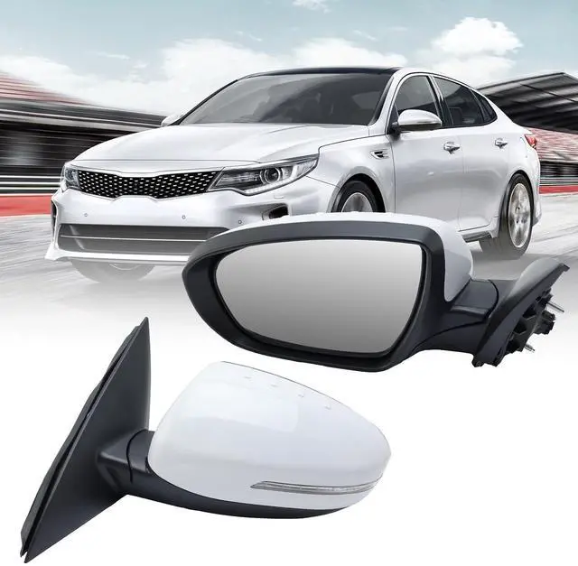 Main image of Left Driver Mirror Compatible with 2014 2015 Kia Optima Mirrors with Heated,Turn Signal Light,Power Glass,Manual Folding White (6 Pins)