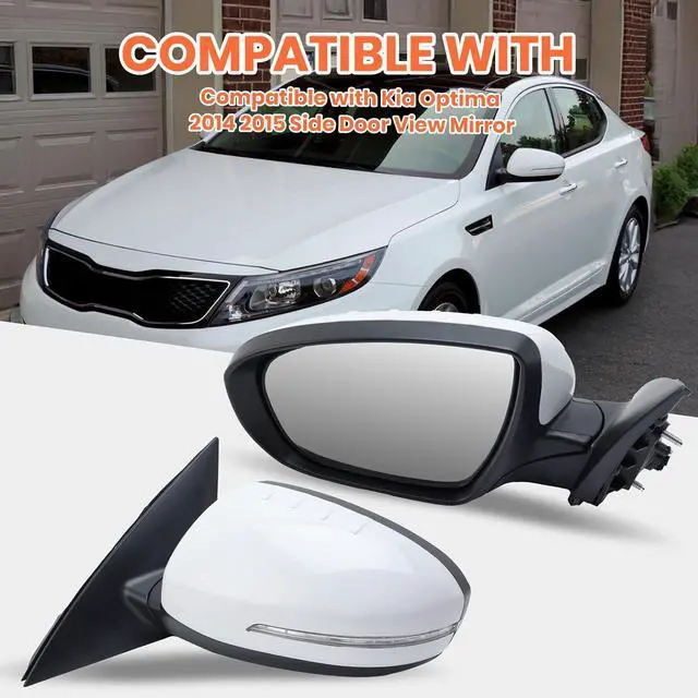Alt view image 7 of 7 - Left Driver Mirror Compatible with 2014 2015 Kia Optima Mirrors with Heated,Turn Signal Light,Power Glass,Manual Folding White (6 Pins)