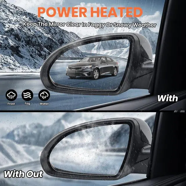 Alt view image 5 of 7 - Left Driver Side Mirror Compatible with Kia Optima 2016-2020 Mirrors with Blind Spot Monitor Heated Signal Light Manual Folding Replace KI1320221 Black 8 Pins