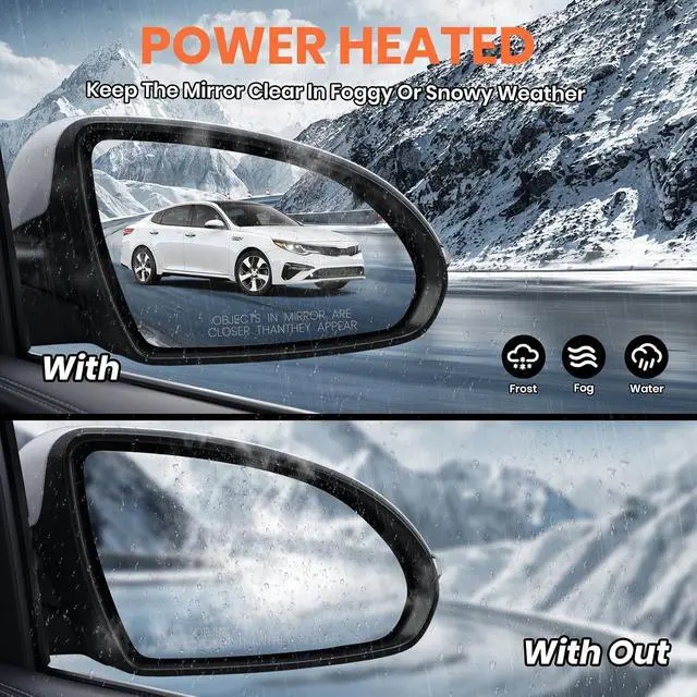 Alt view image 5 of 7 - Right Passenger Side Mirror Compatible with 2016 2017 2018 Kia Optima Mirrors with Signal Light Power Glass Manual Folding Rearview Mirror Primer White Replace# KI1321200,87620-D5000 (5pins)