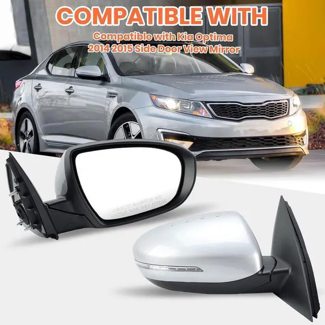 Alt view image 7 of 7 - Passenger Side Mirror Compatible with 2014 2015 Kia Optima Mirrors with Heated,Turn Signal Light,Power Glass,Manual Folding,Silvery(6 Pins)