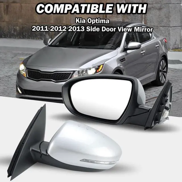 Alt view image 5 of 7 - Driver Side Mirror Compatible with 2011 2012 2013 Kia Optima Mirrors with Turn Signal Light,Power Glass,Manual Folding,Silvery (5 Pins)