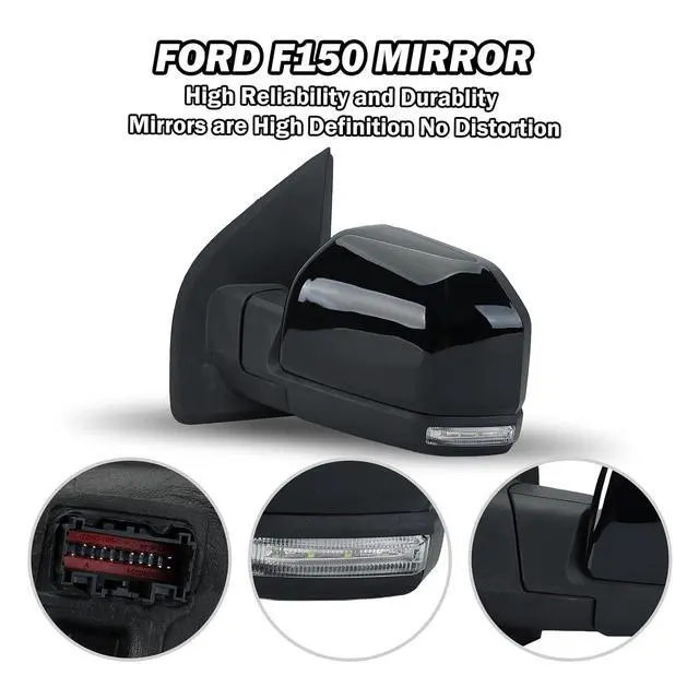 Alt view image 5 of 7 - Left Driver Side Mirror Fits 2015-2020 Ford F150 Mirrors with Power Glass,Heated,Puddle Lights,Blind Spot Detection,Turn Signal,Memory,Power Folding,Without Camera Replace FO132052818 Pins)