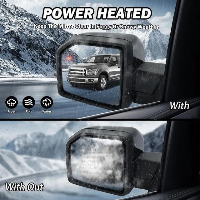 Alt view image 6 of 7 - Left Driver Side Mirror Fits 2015-2020 Ford F150 Mirrors with Power Glass,Heated,Puddle Lights,Blind Spot Detection,Turn Signal,Memory,Power Folding,Without Camera Replace FO132052818 Pins)