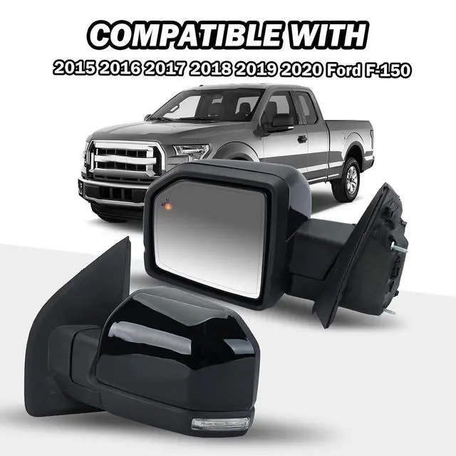 Alt view image 7 of 7 - Left Driver Side Mirror Fits 2015-2020 Ford F150 Mirrors with Power Glass,Heated,Puddle Lights,Blind Spot Detection,Turn Signal,Memory,Power Folding,Without Camera Replace FO132052818 Pins)