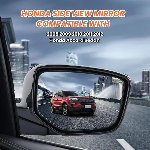 Alt view image 4 of 7 - Passenger Side Mirror Compatible With 2008 2009 2010 2011 2012 Honda Accord Sedan LX, LX-P,Mirror with Power Glass,Non-Heated,Manual Folding Replace HO1320230(3 Pins)