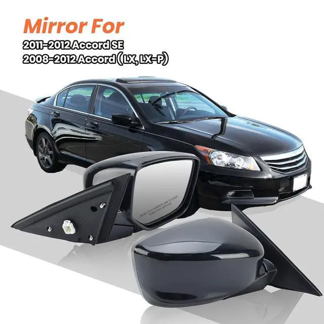 Alt view image 6 of 7 - Passenger Side Mirror Compatible With 2008 2009 2010 2011 2012 Honda Accord Sedan LX, LX-P,Mirror with Power Glass,Non-Heated,Manual Folding Replace HO1320230(3 Pins)