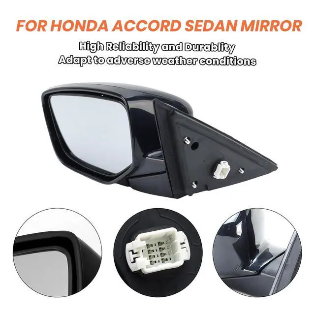 Alt view image 3 of 7 - Driver Side Mirror Compatible With 2008 2009 2010 2011 2012 Honda Accord Sedan LX, LX-P,Mirror with Power Glass,Non-Heated,Manual Folding Replace HO1320230(3 Pins)