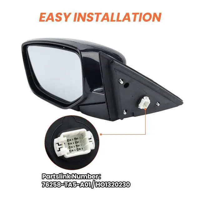 Alt view image 5 of 7 - Driver Side Mirror Compatible With 2008 2009 2010 2011 2012 Honda Accord Sedan LX, LX-P,Mirror with Power Glass,Non-Heated,Manual Folding Replace HO1320230(3 Pins)