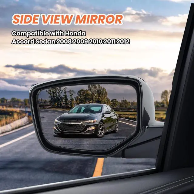 Alt view image 4 of 7 - Driver Side Mirror Compatible With 2008 2009 2010 2011 2012 Honda Accord Sedan LX, LX-P,Mirror with Power Glass,Non-Heated,Manual Folding Replace HO1320230(3 Pins)