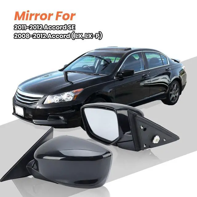 Alt view image 6 of 7 - Driver Side Mirror Compatible With 2008 2009 2010 2011 2012 Honda Accord Sedan LX, LX-P,Mirror with Power Glass,Non-Heated,Manual Folding Replace HO1320230(3 Pins)