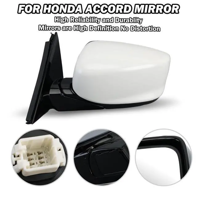Alt view image 6 of 7 - Driver Side Mirror Compatible with Honda Accord 2008 2009 2010 2011 2012 Mirrors with Heated Power Glass Manual Folding Left Door Mirrors Assembly 5 Pins White