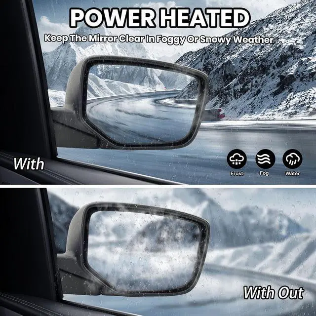 Alt view image 5 of 7 - Passenger Side Mirror Compatible with Honda Accord 2008 2009 2010 2011 2012 Mirrors with Heated Power Glass Manual Folding Right Door Mirrors Assembly 5 Pins Alabaster Silver Metallic