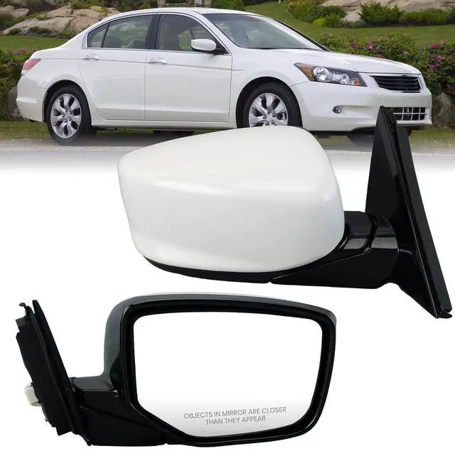 Main image of Passenger Side Mirror Compatible with Honda Accord 2008 2009 2010 2011 2012 Mirrors with Heated Power Glass Manual Folding Right Door Mirrors Assembly 5 Pins White