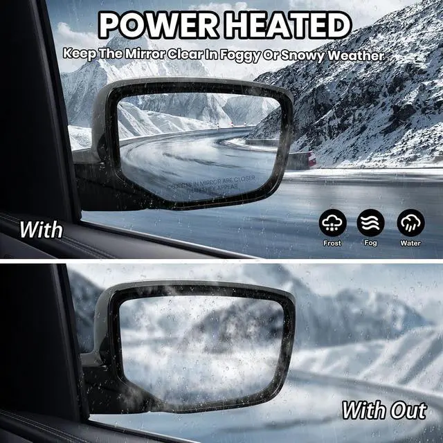 Alt view image 4 of 7 - Passenger Side Mirror Compatible with Honda Accord 2008 2009 2010 2011 2012 Mirrors with Heated Power Glass Manual Folding Right Door Mirrors Assembly 5 Pins White